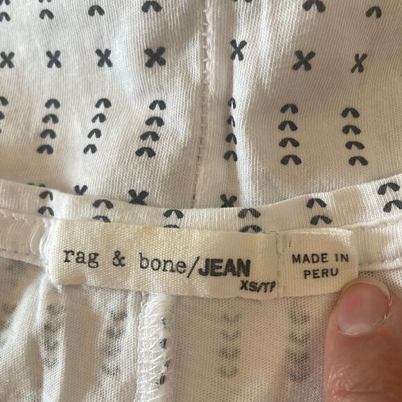 Rag & Bone Jeans Tissue Weight White Printed T-Shirt sz XS - Picture 10 of 15